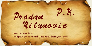 Prodan Milunović vizit kartica